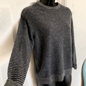 J. Crew Striped Gray Wool Sweater